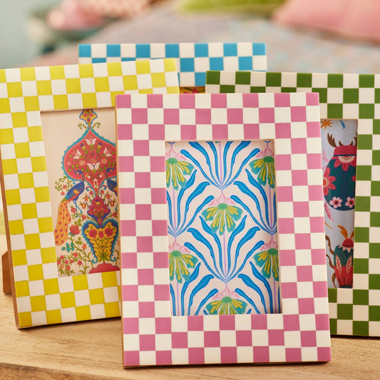 Yellow Check Photo Frame