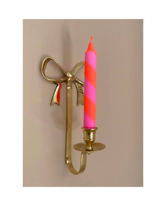 Neon Orange And Pink spiral twist Hand Dipped Candles