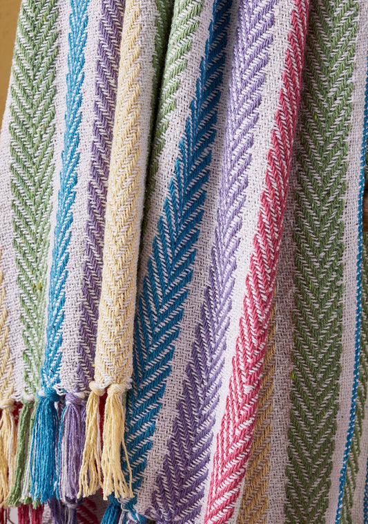 Recycled Cotton Rainbow Stripe Throw