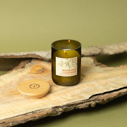 Mandarin & Lavender Eco Green Recycled Glass Candle