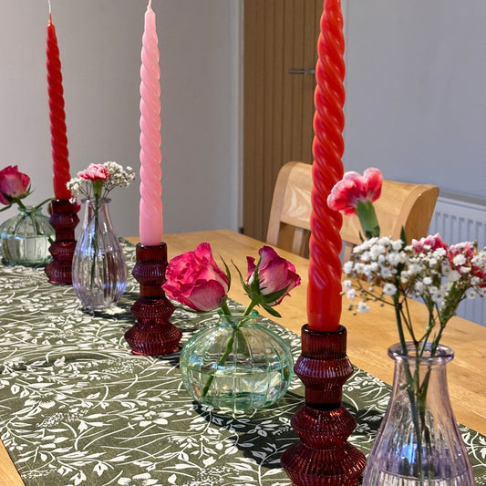 Burgundy Glass Candlestick Holder