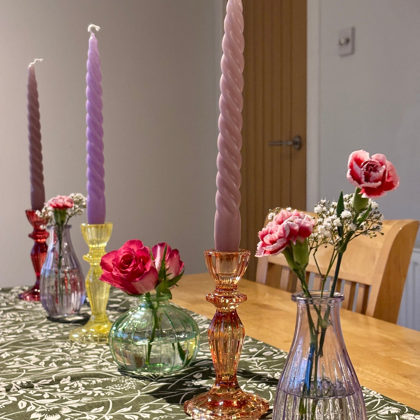 Orange Glass Candlestick Holder