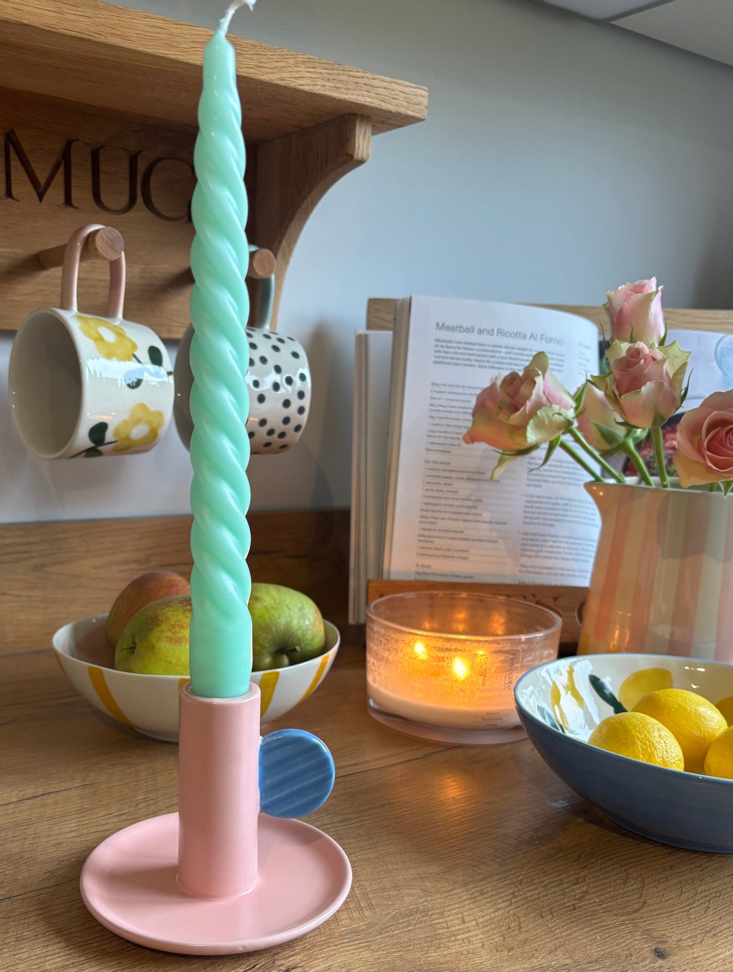 Caroline Gardner Pink & Blue Candle Holder