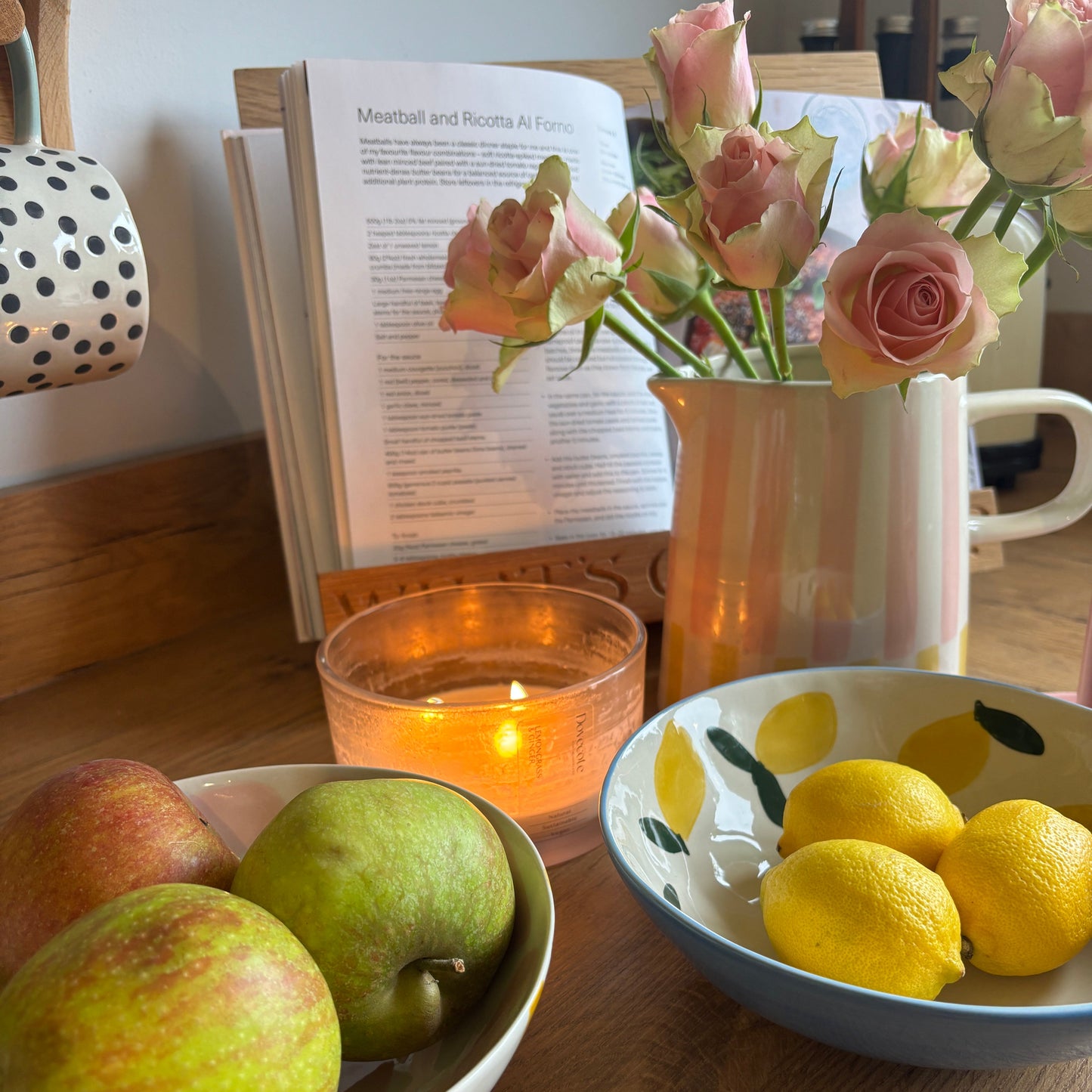 Caroline Gardner Pink & Yellow Stripe Large Jug