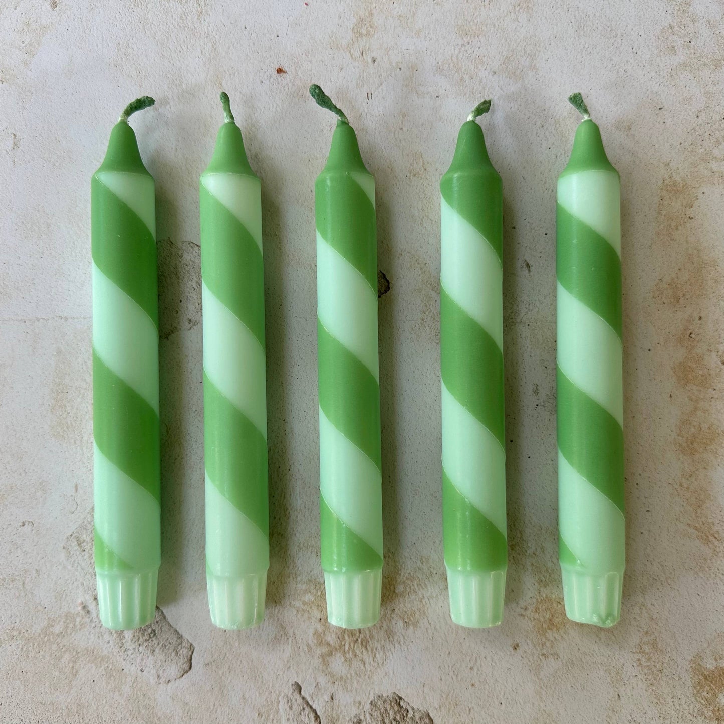 Hand Dipped Colourful Green Candy Cane Candles