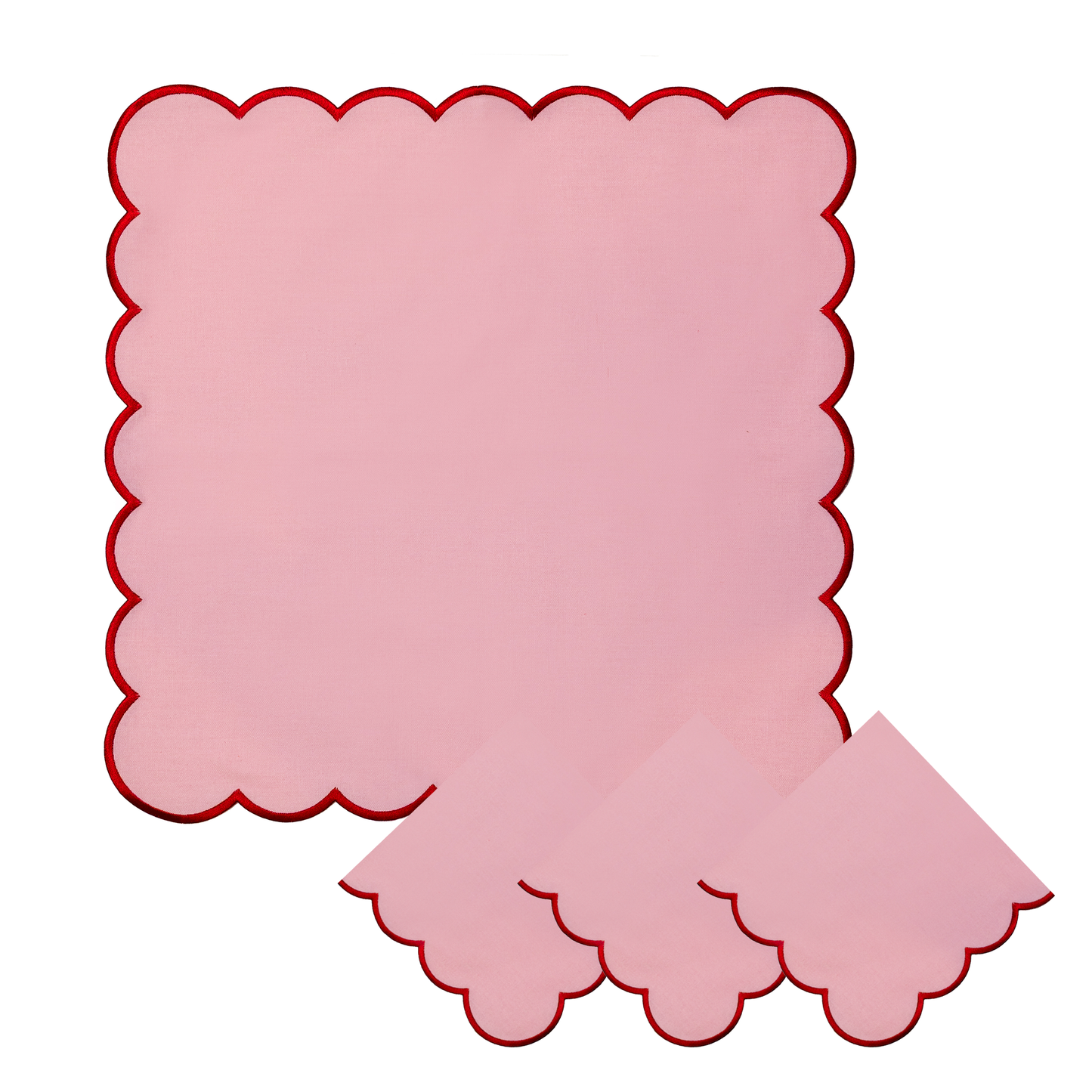 Isobel Scallop Napkins - Pink/ Red • Set of 4