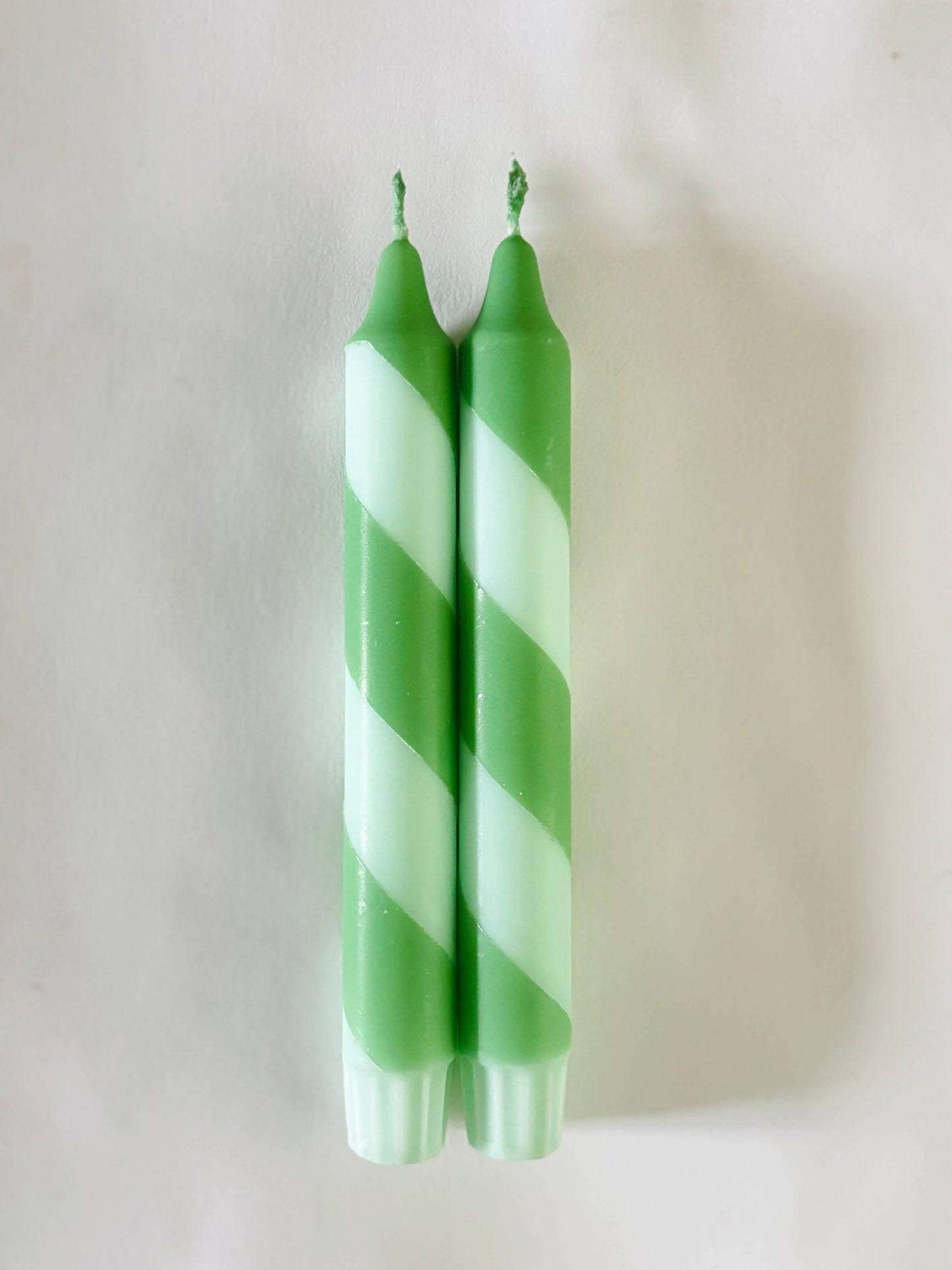 Hand Dipped Colourful Green Candy Cane Candles