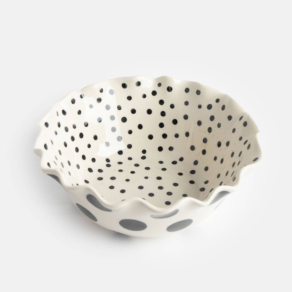 Caroline Gardner Mono Dots Large Frilly Bowl