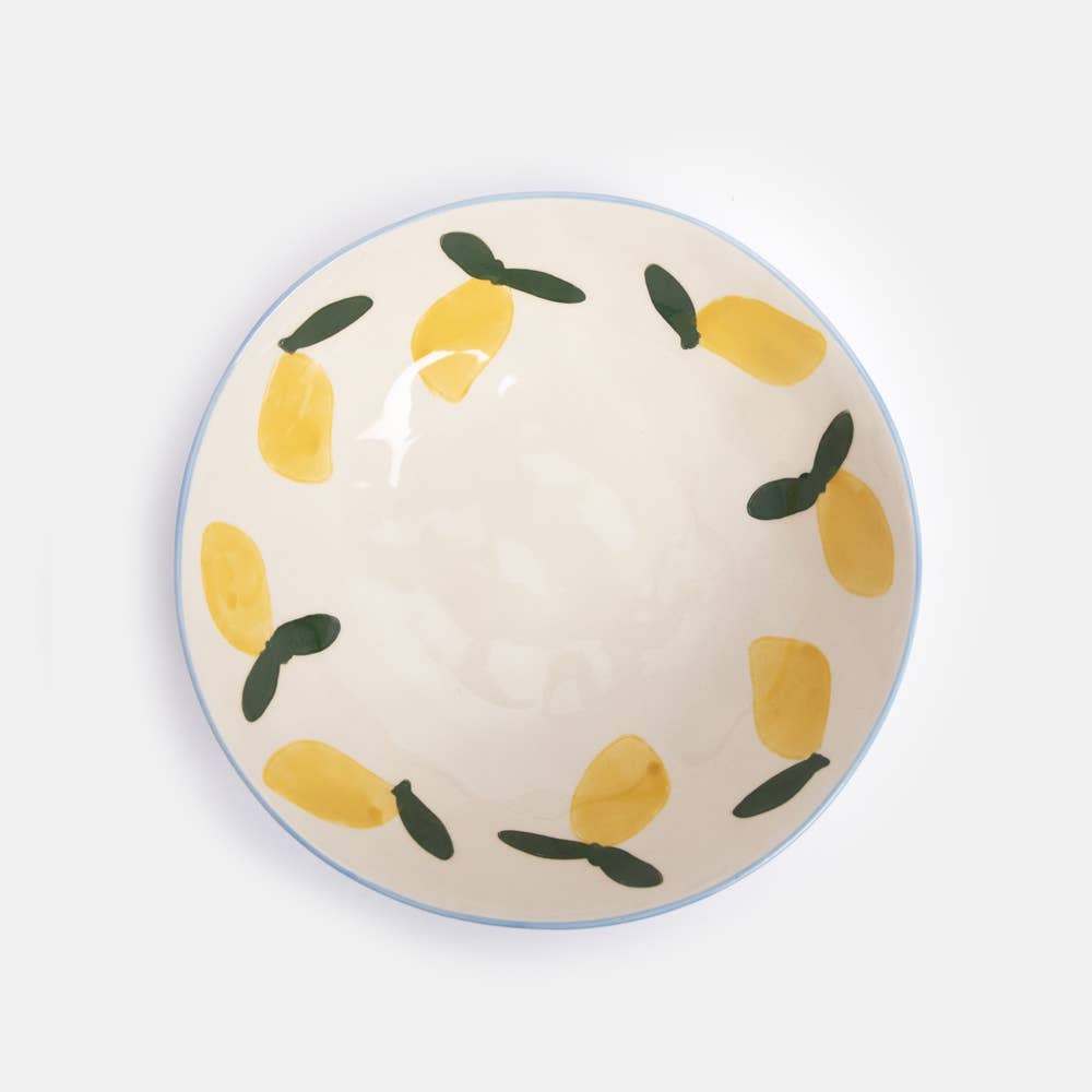 Caroline Gardner Lemons Round Shallow Bowl