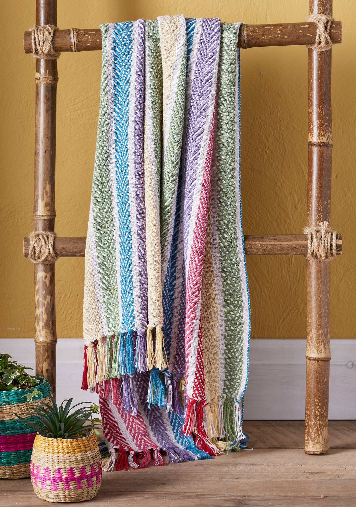 Recycled Cotton Rainbow Stripe Throw