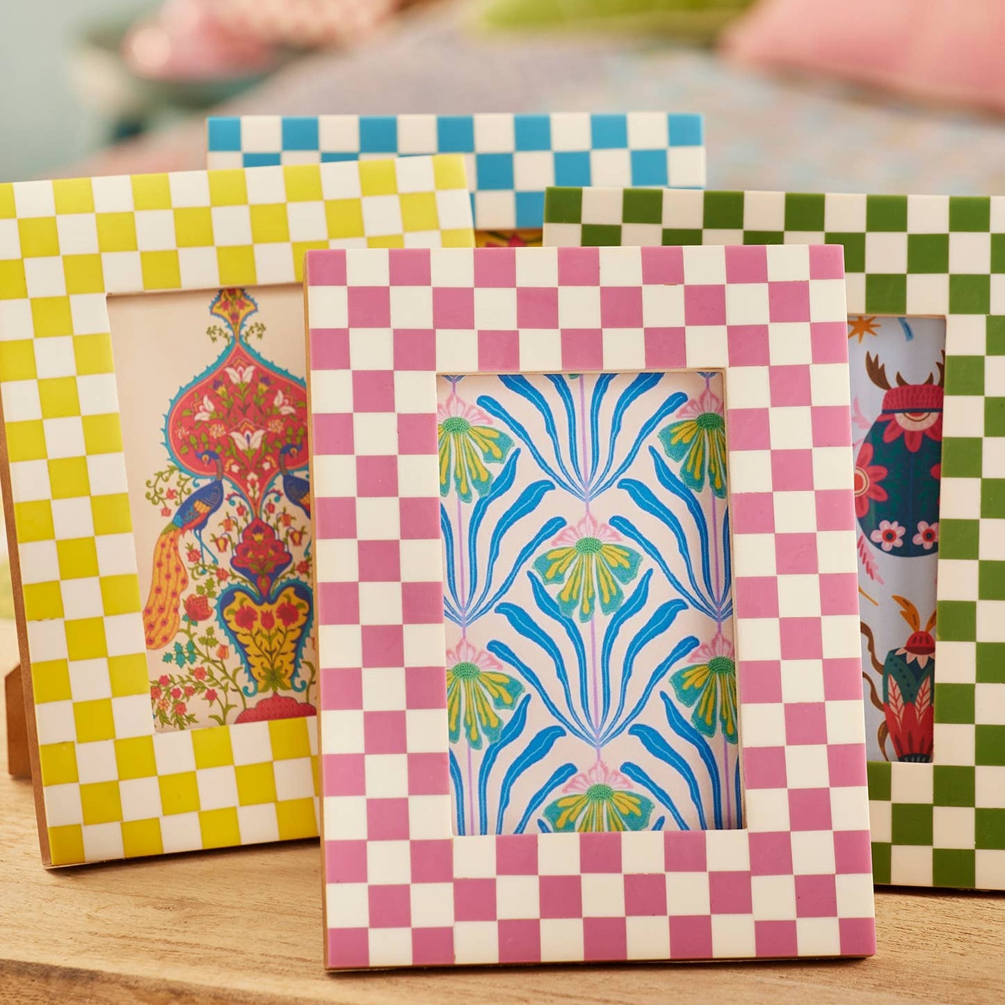 Yellow Check Photo Frame