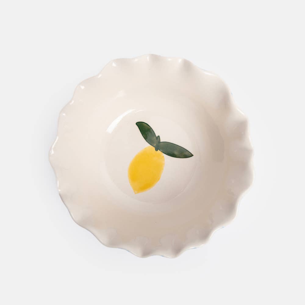 Caroline Gardner Blue Stripe/Lemon Frilly Bowl