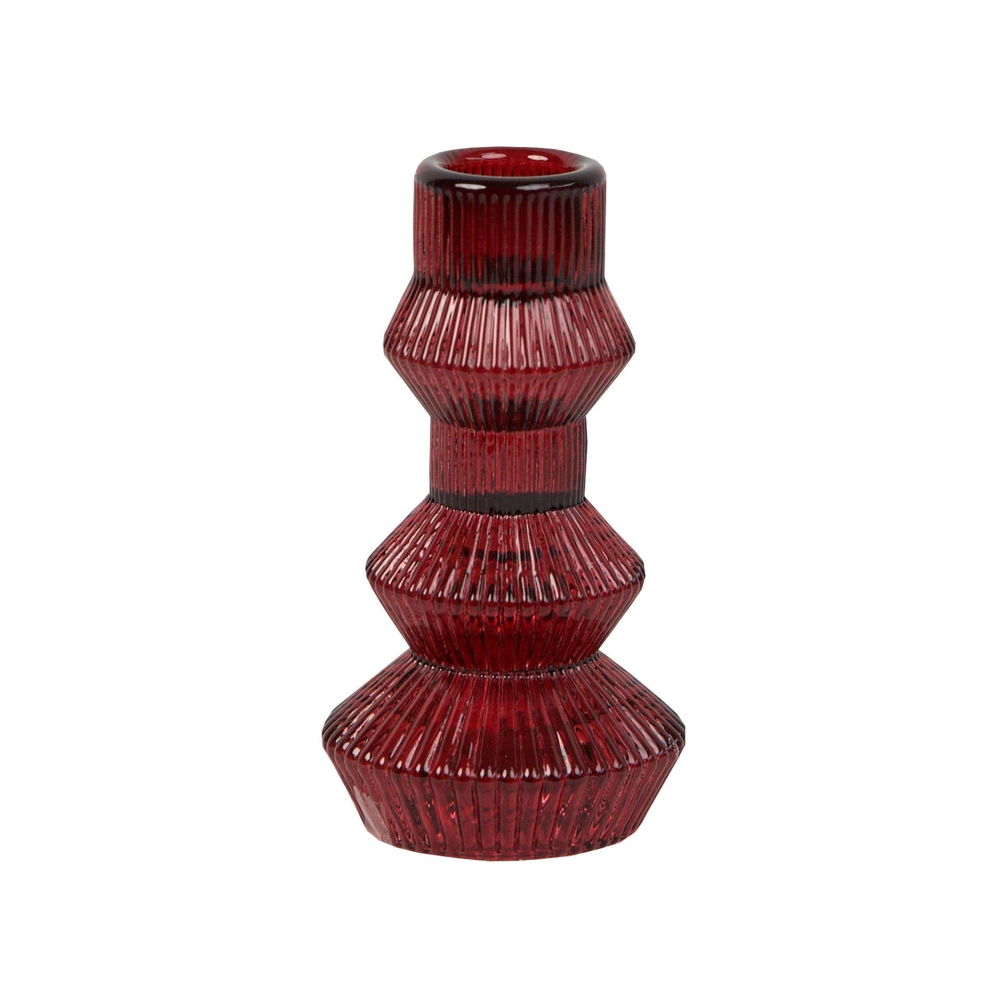 Burgundy Glass Candlestick Holder