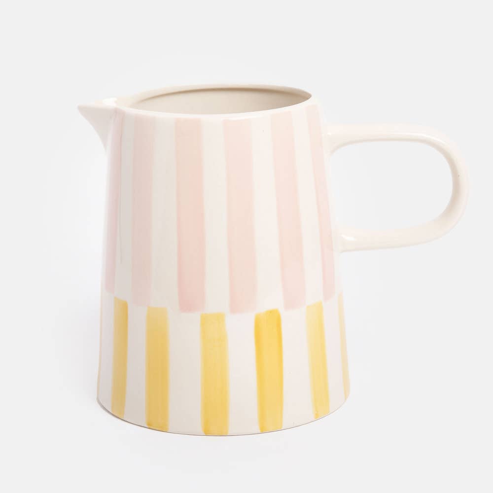 Caroline Gardner Pink & Yellow Stripe Large Jug