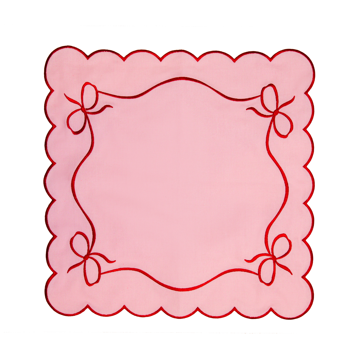 Daphne Cotton Bow Napkins - Pink/Red • Set of 4