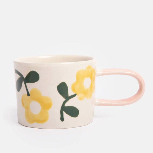 Caroline Gardner Yellow Flower Print Ceramic Mug