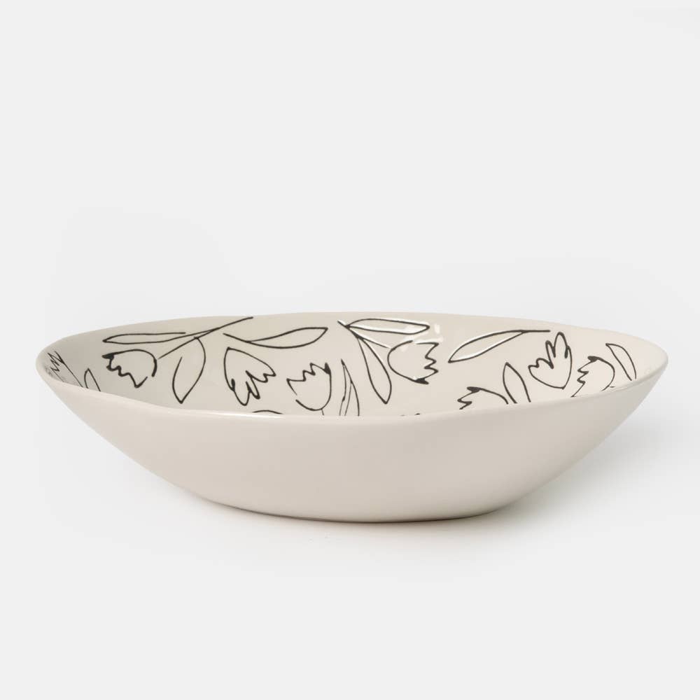 Outline Flowers Large Oval Dish