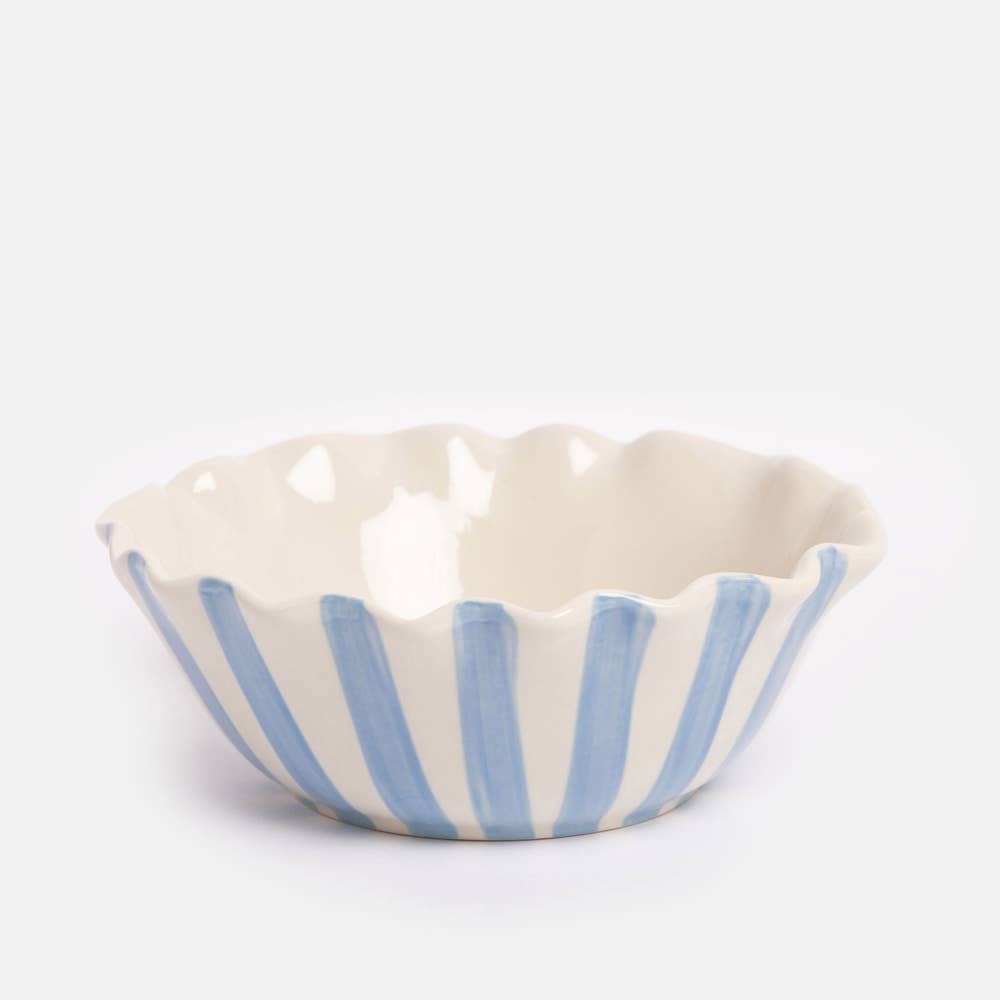 Caroline Gardner Blue Stripe/Lemon Frilly Bowl