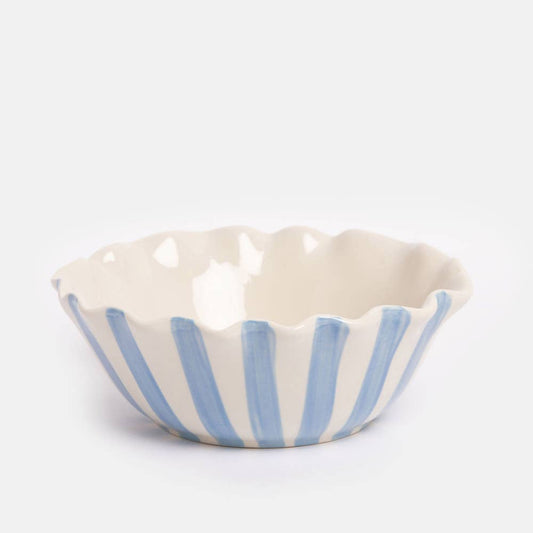 Caroline Gardner Blue Stripe/Lemon Frilly Bowl