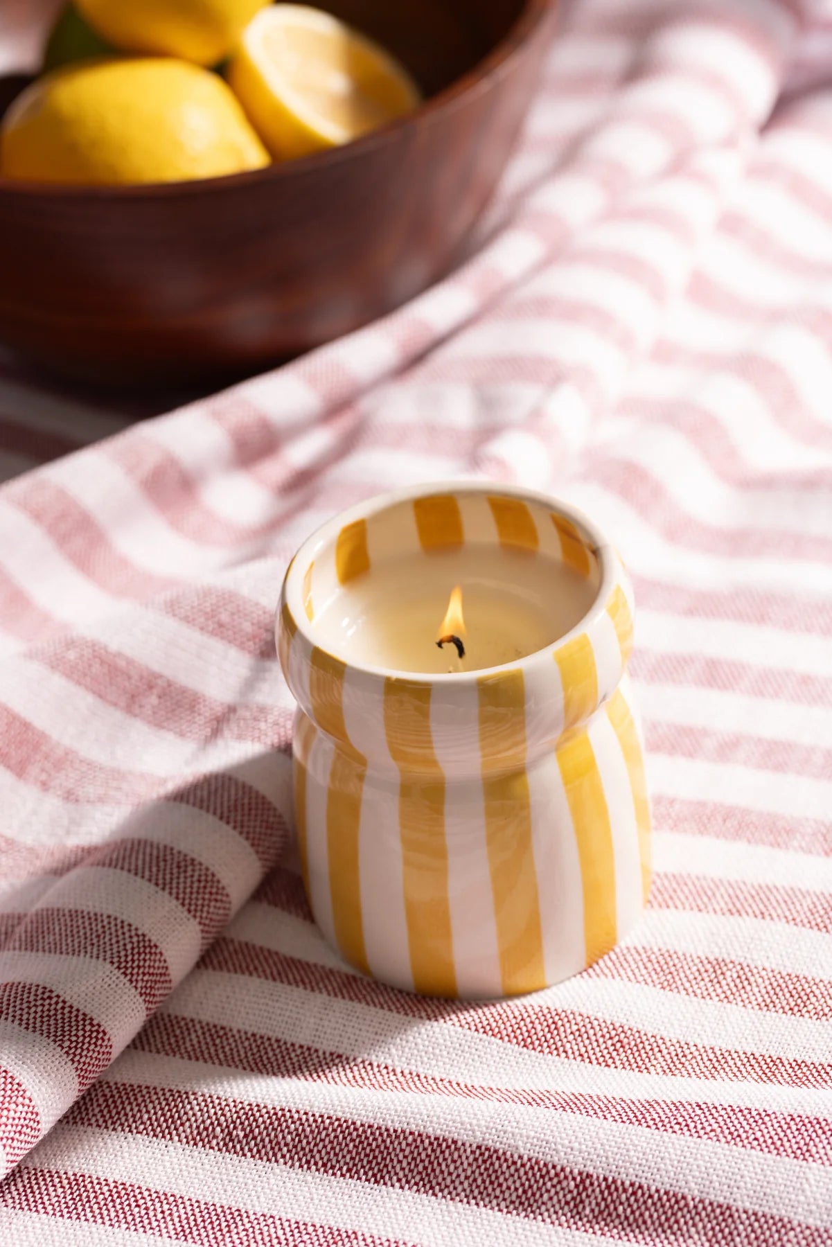 Gold Coast Stripped Ceramic Candle