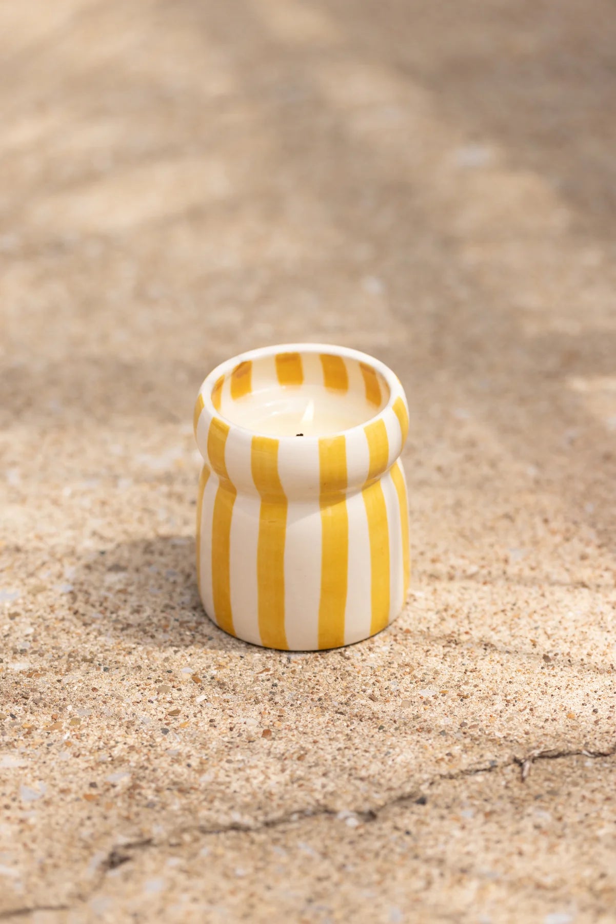 Gold Coast Stripped Ceramic Candle