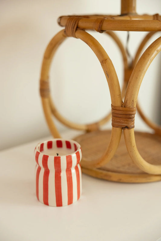 Hibiscus Bay Stripped Ceramic Candle