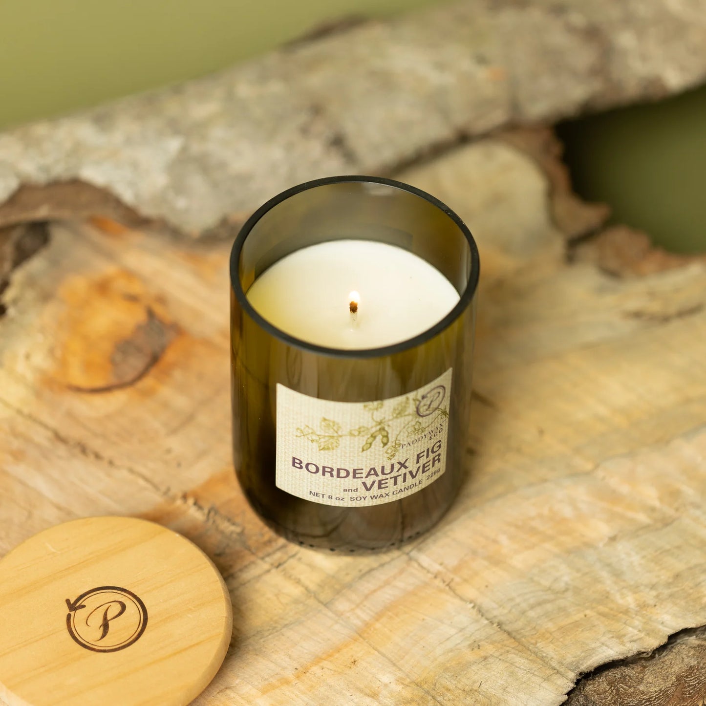 Bordeaux Fig & Vetiver Eco Green Recycled Glass Candle