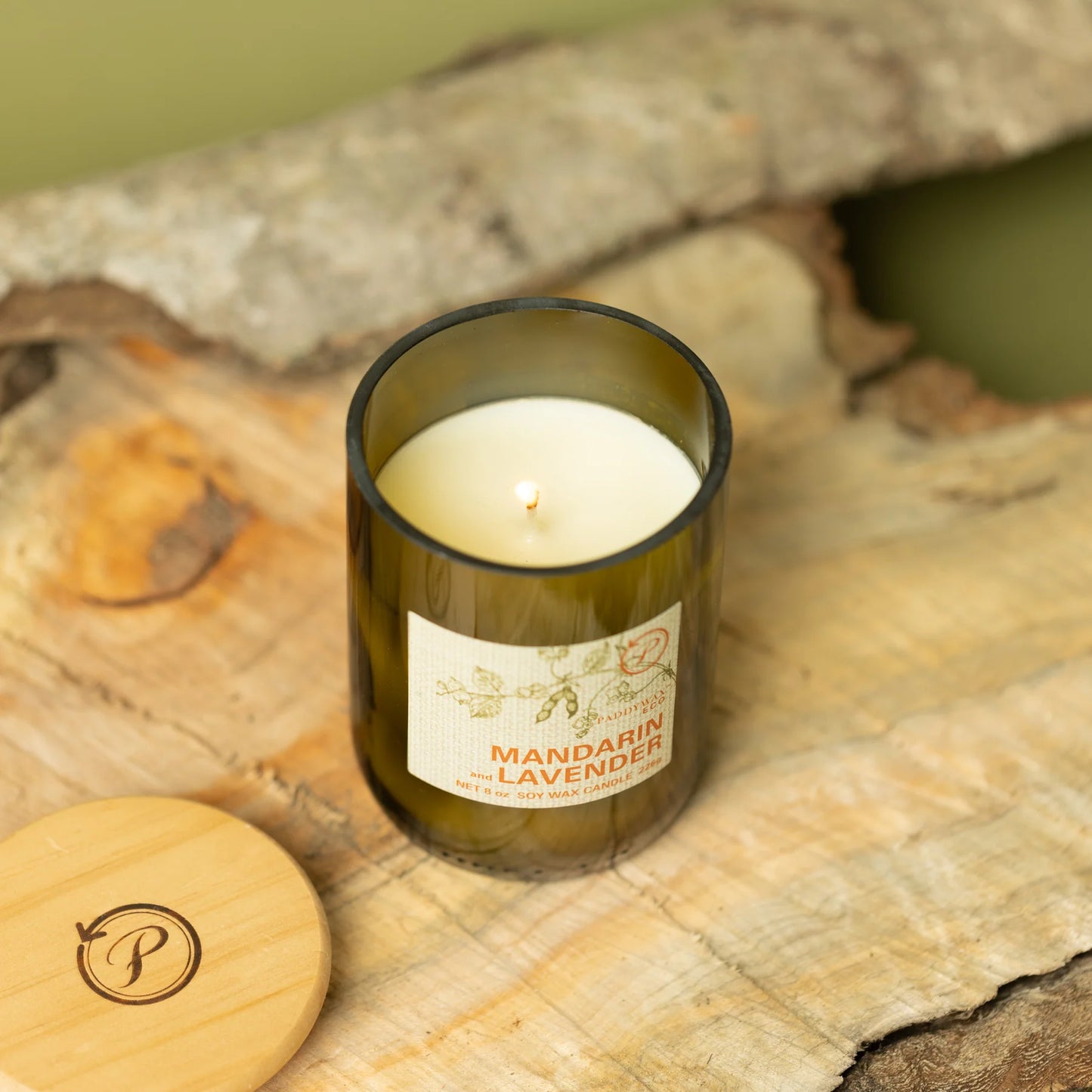 Mandarin & Lavender Eco Green Recycled Glass Candle