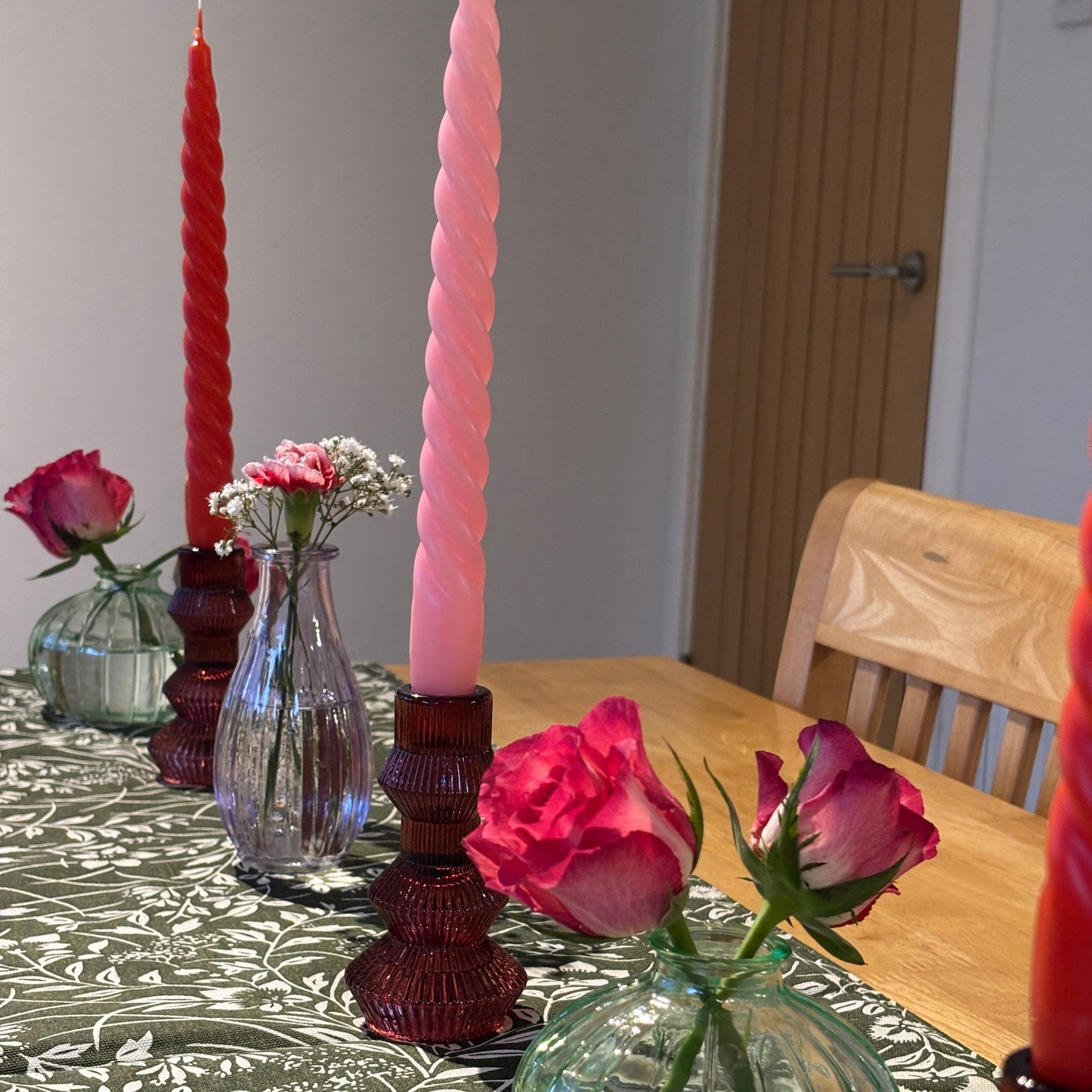 Burgundy Glass Candlestick Holder