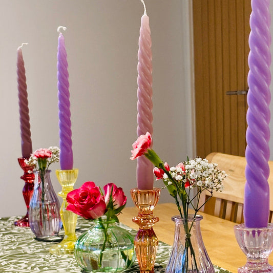 Yellow Glass Candlestick Holder