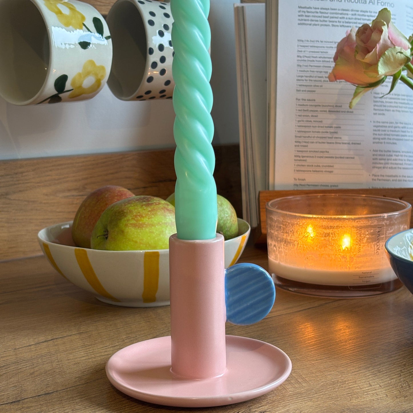 Caroline Gardner Pink & Blue Candle Holder