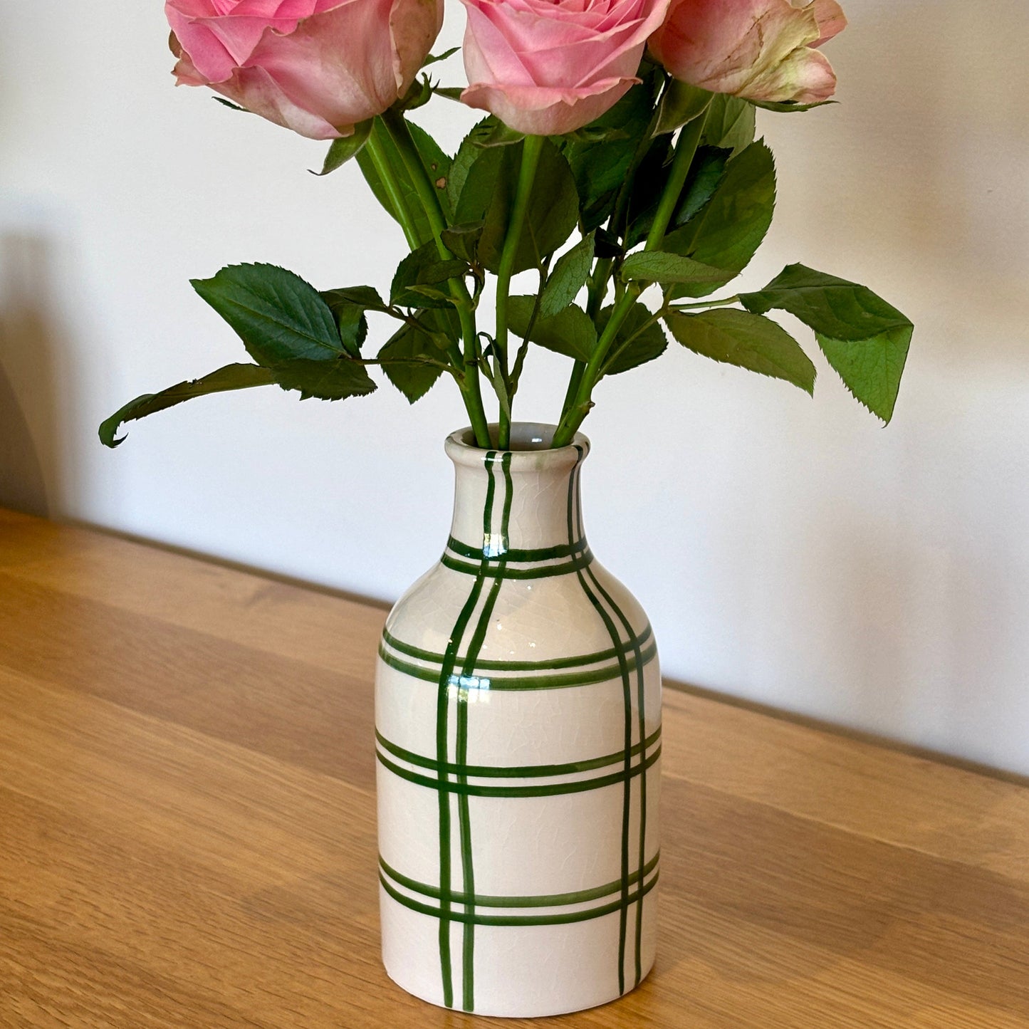 Moroccan Checkered Ceramic Vase: Green