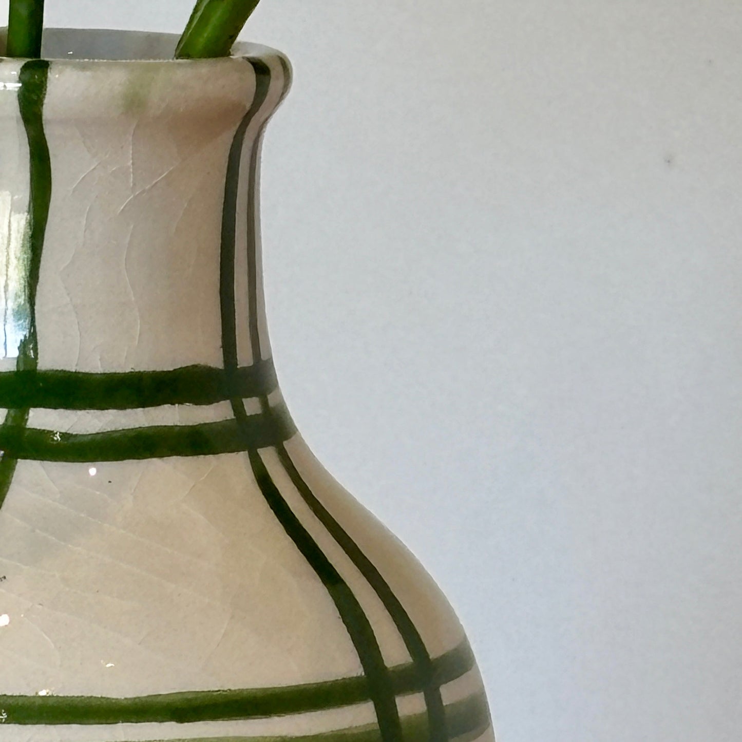 Moroccan Checkered Ceramic Vase: Green