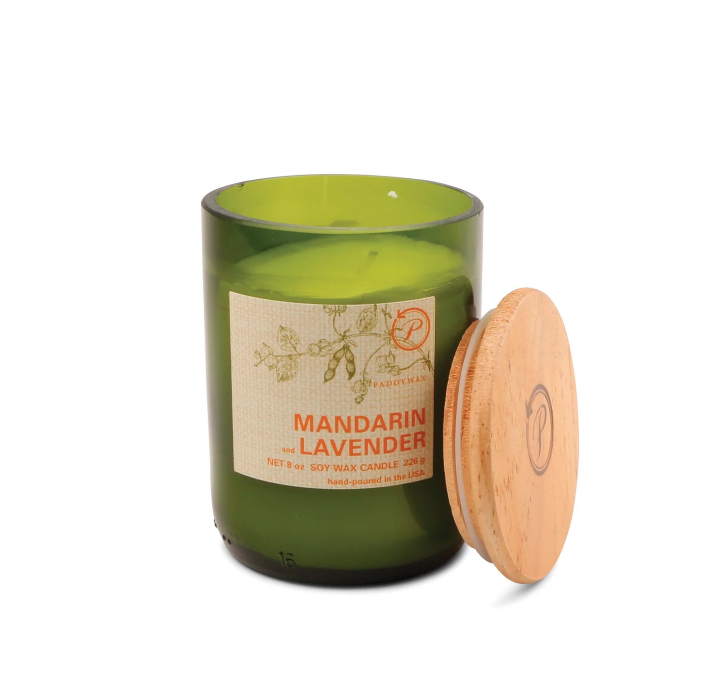 Mandarin & Lavender Eco Green Recycled Glass Candle