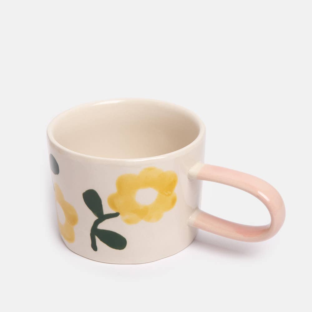 Caroline Gardner Yellow Flower Print Ceramic Mug