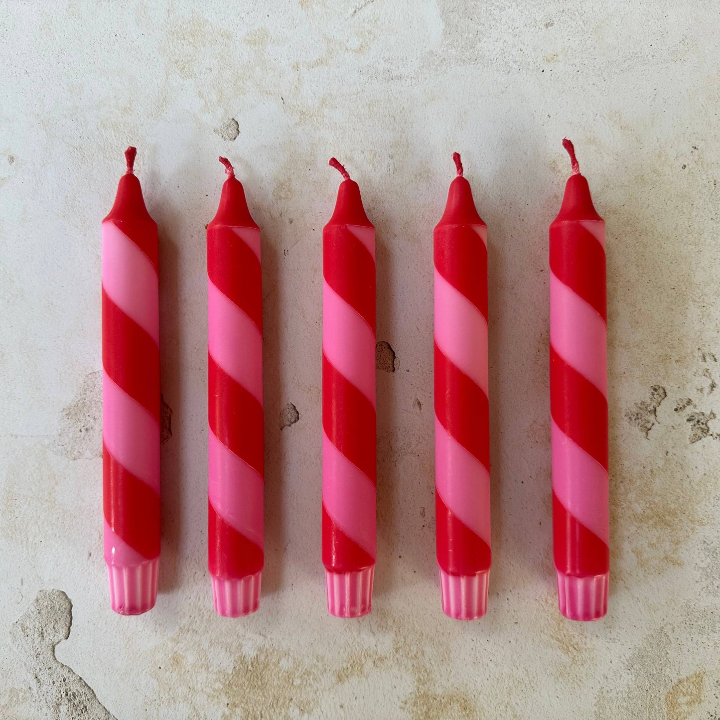Hand Dipped Red & Pink Candy Cane Candles
