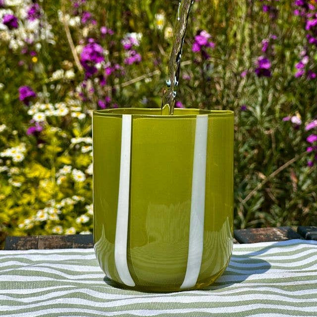 Atina Glassware - Olive & White