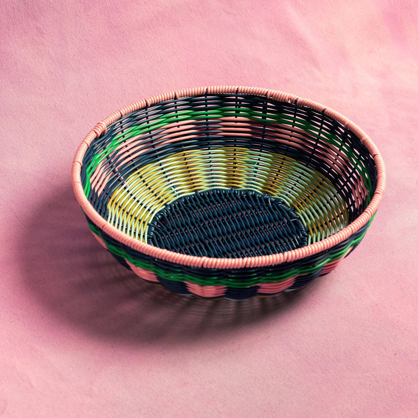 Maegen Woven Bowl - Pink/Navy