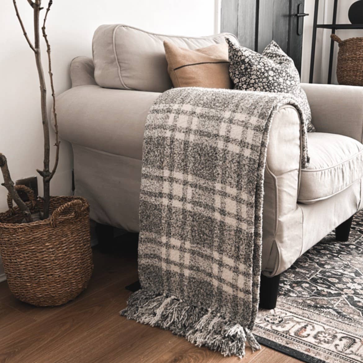 Darwin Chenille Checked Tartan Throw Blanket