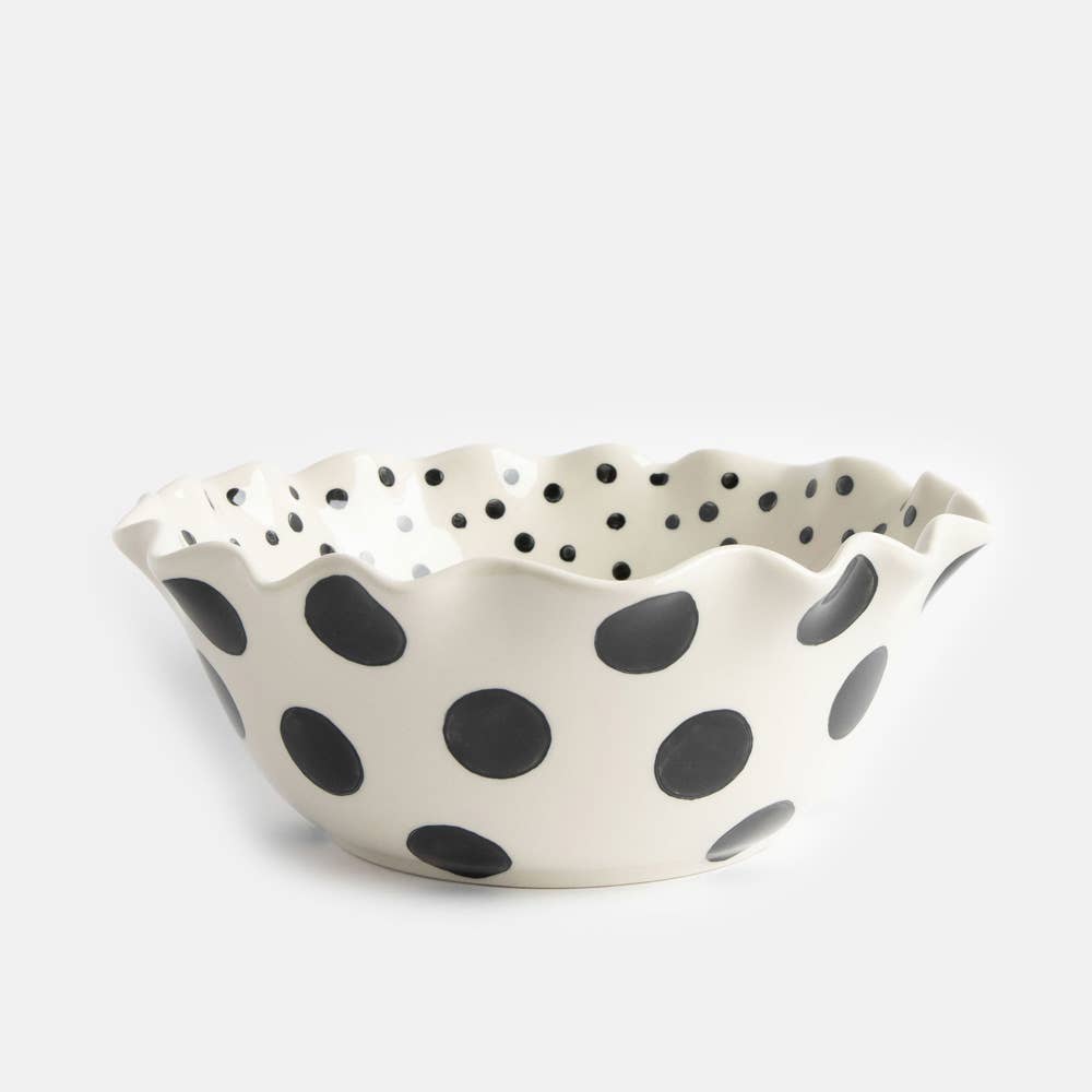 Caroline Gardner Mono Dots Large Frilly Bowl