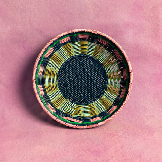 Maegen Woven Bowl - Pink/Navy